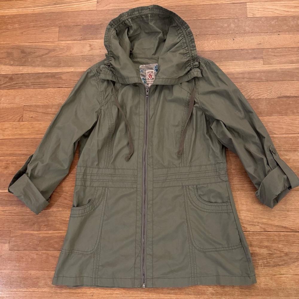 Decree green zip up cuffed sleeve lightweight jacket size large L
 b61